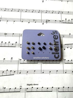 4 for $20 Claires Sensitive Solutions Earring Set - Black & Gold